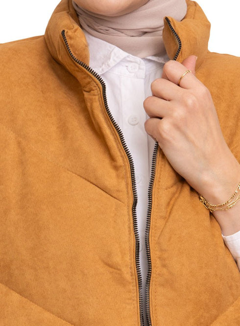 Camel Velvet Vest - Design 2 - Khotwh